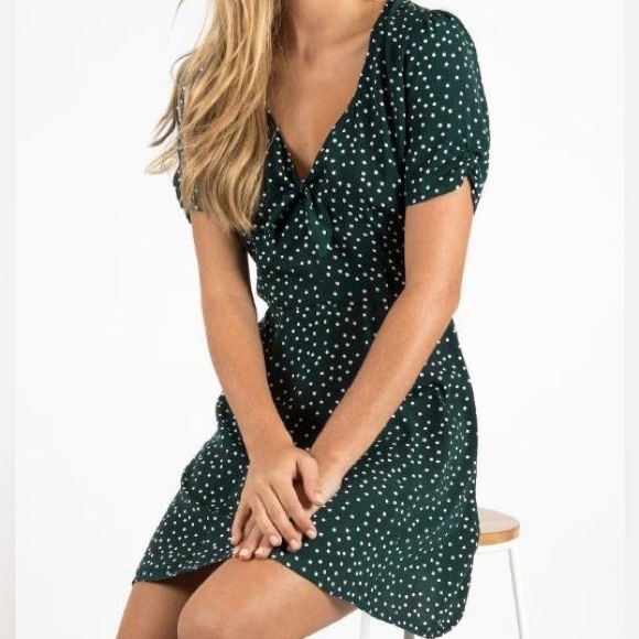 🌲🚉 Dissh Dark Green Polka Dot Tie Dress 🚉🌲 Size 12 - Picture 9 of 10